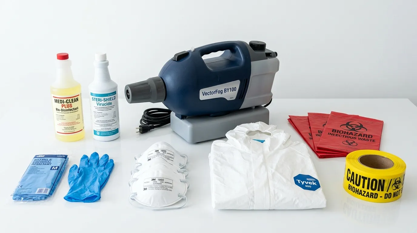 Professional biohazard remediation crew working in Prosser